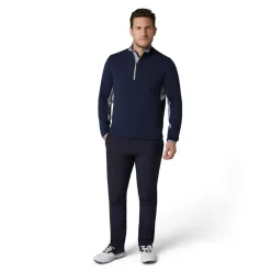 Blocked LS 1/4 Zip Pullover Blå