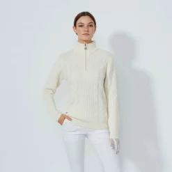 Cable Ls Pullover Lined Vit
