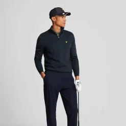 Merino Blend Quarter Zip Blå