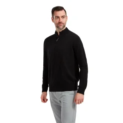 Wool Blend 1/2 Zip Svart
