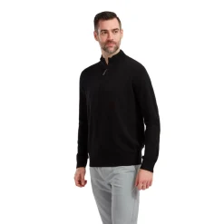 Wool Blend 1/2 Zip Svart